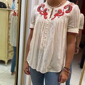 French connection flowy cream blouse